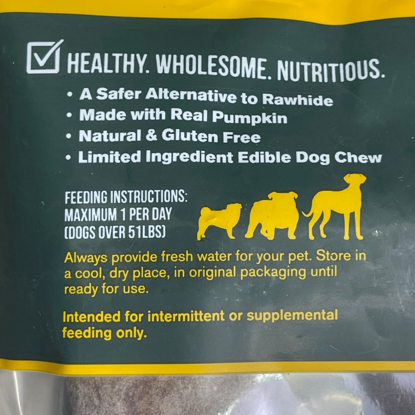 WHOLESOME PRIDE (2-PACK) Natural & Healthy Dog Chews Pumpkin Recipe Large 2 Bones 70544