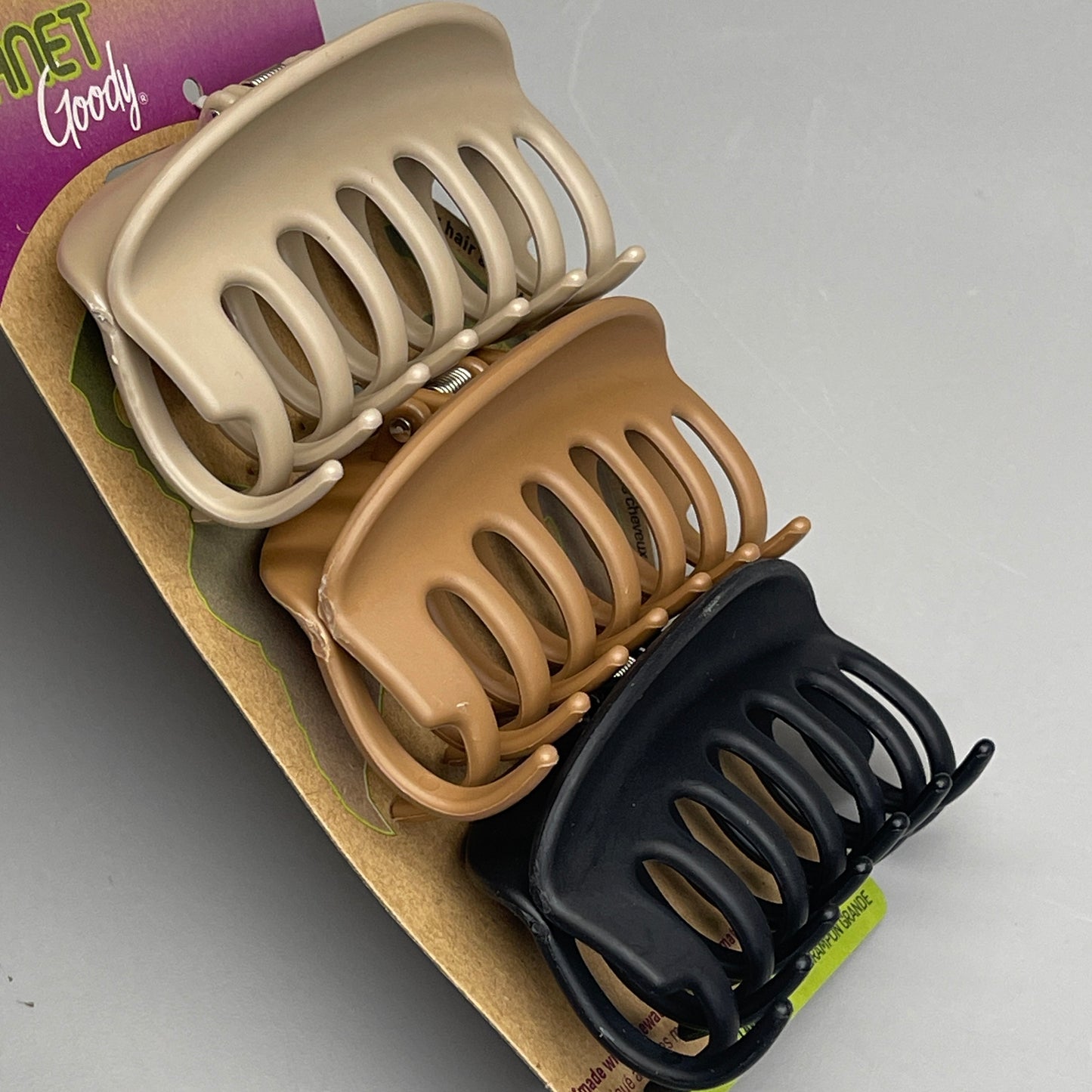 GOODY 3 Sets of 3! Planet Sustainable Round Claw Clips Black/Brown/Cream 3000321 (New)