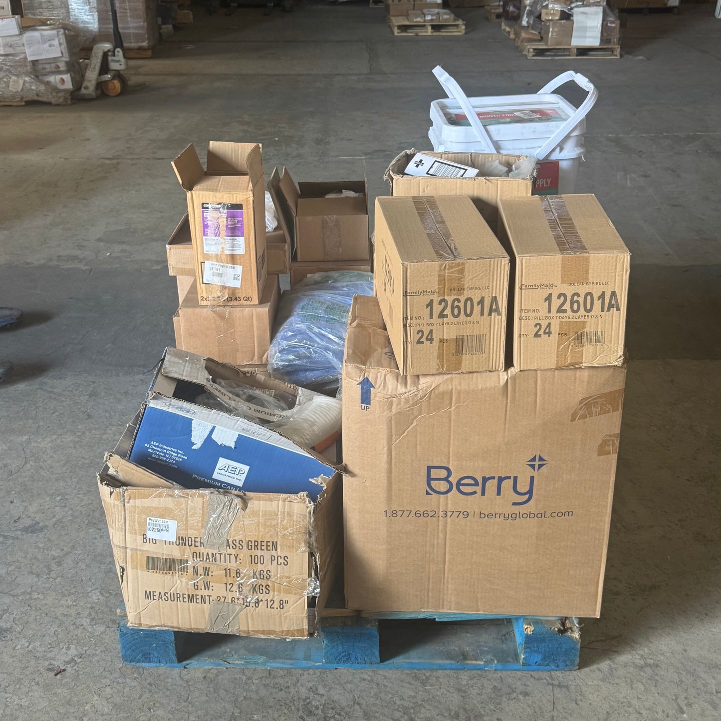 ZA@ Pallet of Plastic Lids, Cleaner Lemon, Laser Sheets, Food Supply, YL Sheets, Etc... (AS-IS)
