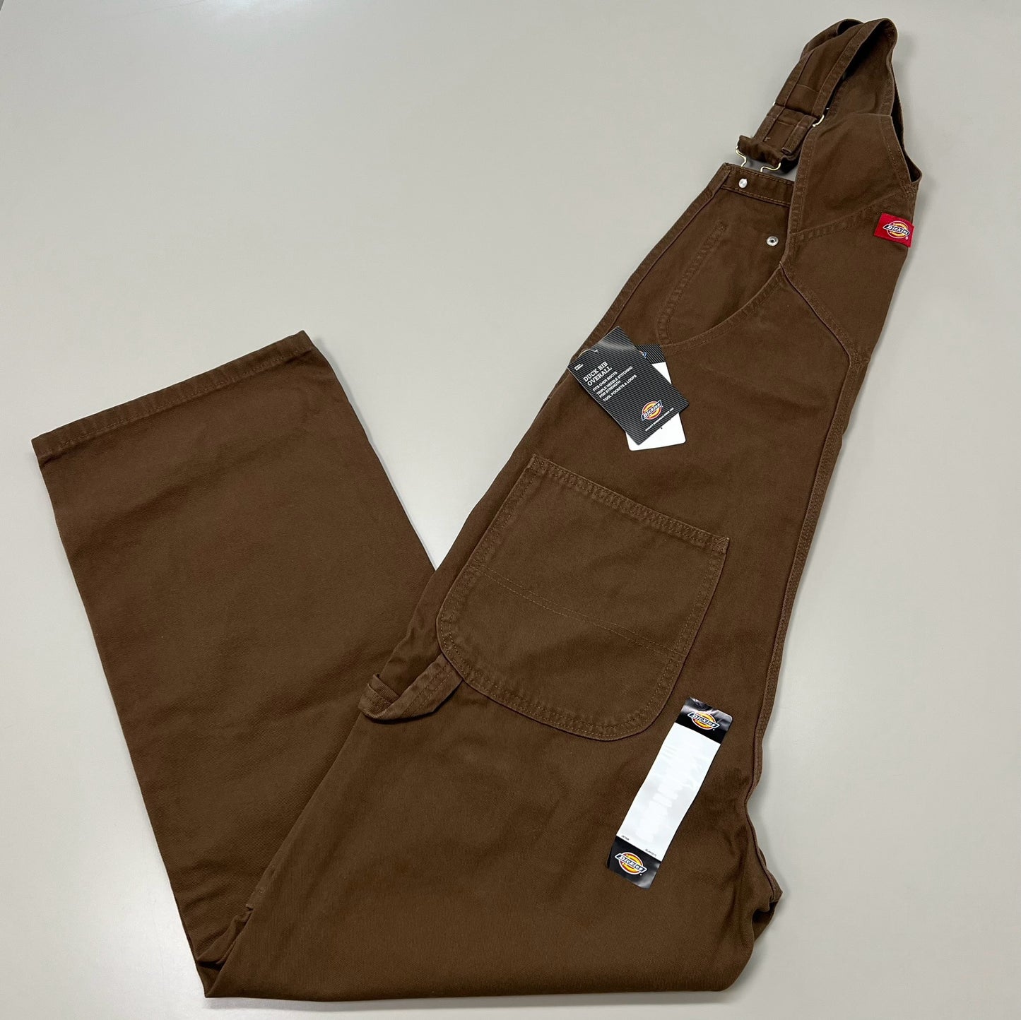 DICKIES Classic Highback Duck Bib Overall Mns 50X30 Rinsed Timber Brown DB100RTB