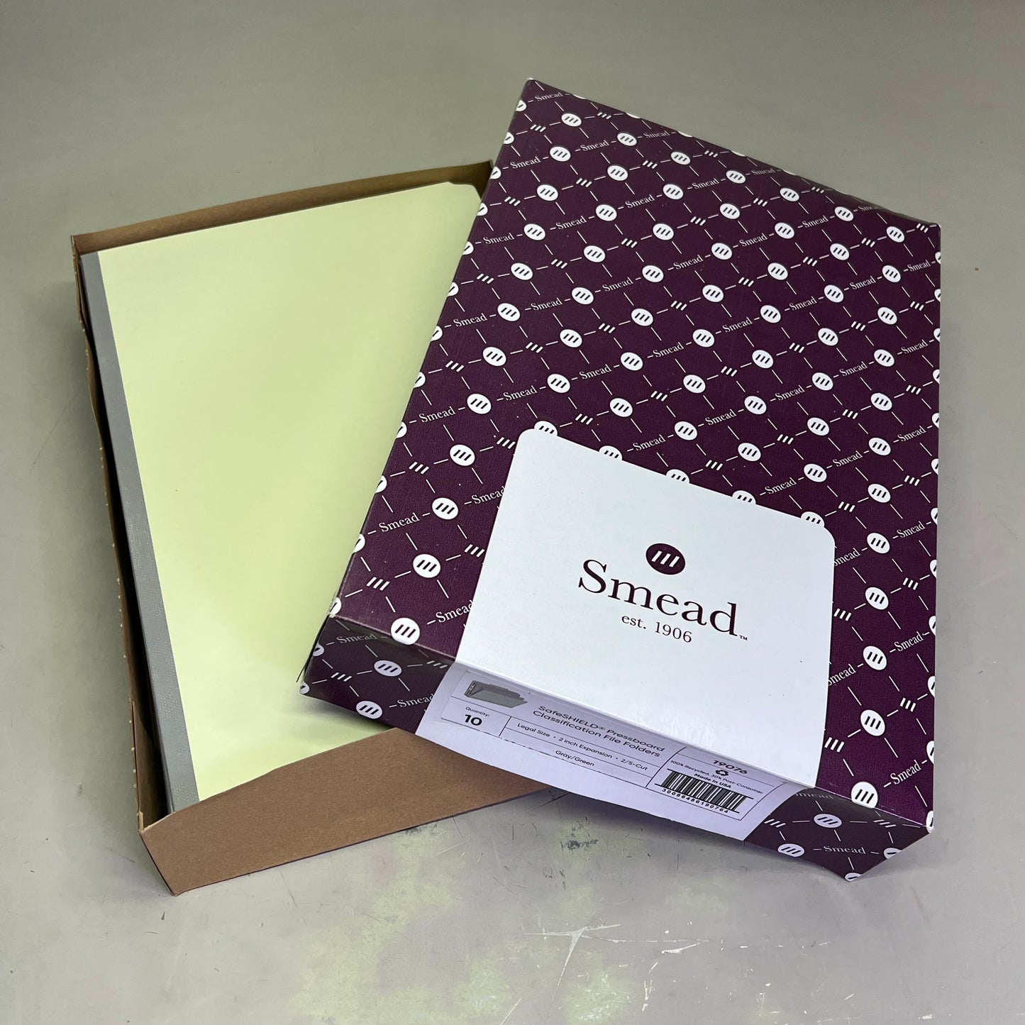SMEAD (10 PACK) Safe Shield Pressboard Classification File Folders Green 19076