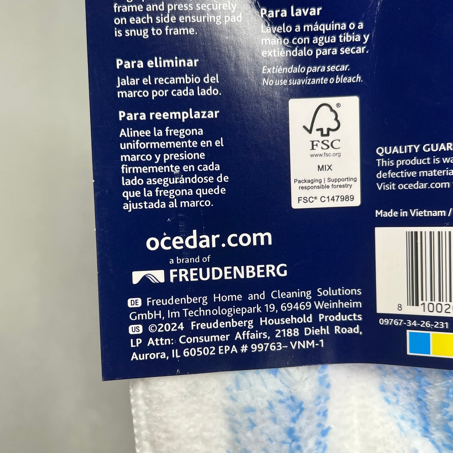 O-CEDAR (2 PACK, 2 HEADS EACH) H2prO Mop Heads 9.25" x 4.38" White 26-231