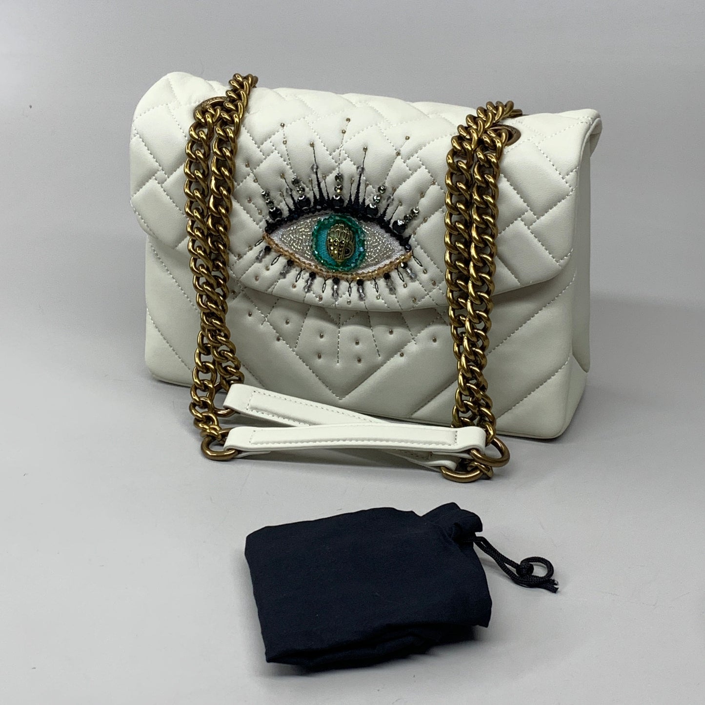 KURT GEIGER Leather Kensington Evil Eye Bag 11" x 8.5" Bone 9547841109 New