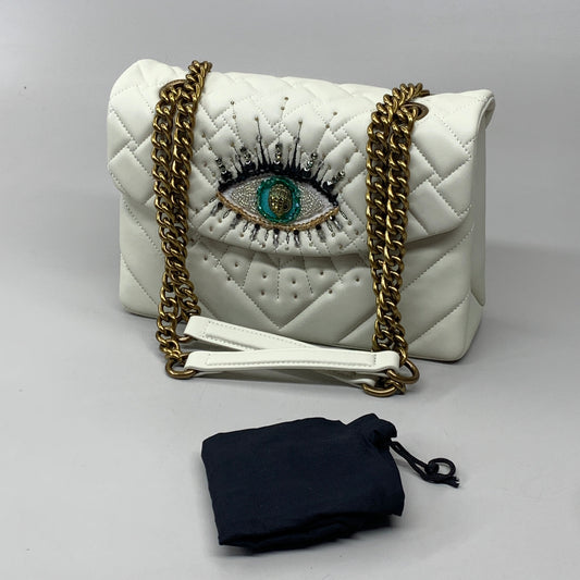 KURT GEIGER Leather Kensington Evil Eye Bag 10.6" x 6.8" Bone 9547841109 New