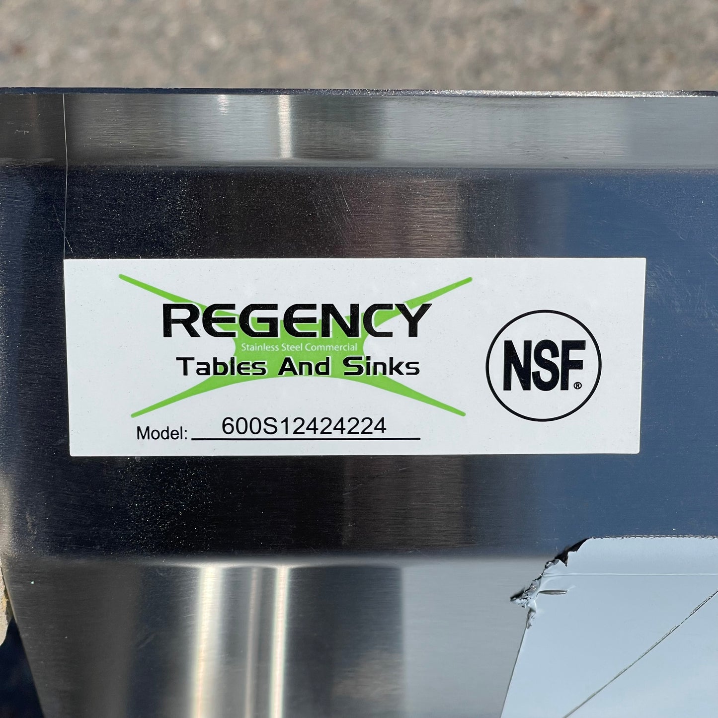 REGENCY One Compartment Commercial Sink Stainless Steel 600S12424224