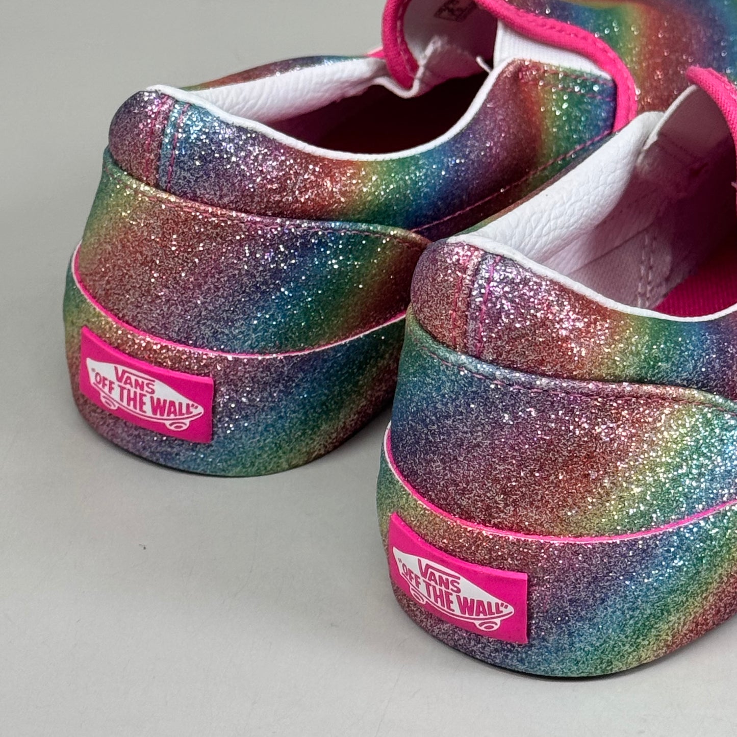 VANS Classic Slip-On Glitter Rainglow US Kids SZ 2.0 Multicolor New Without Box