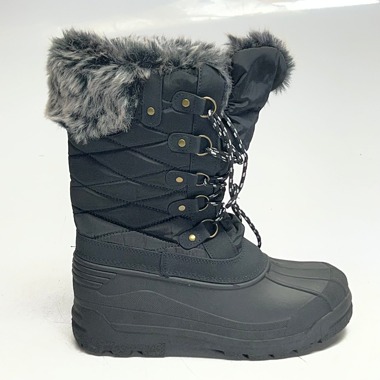 NORTIV8 Women's Waterproof Insulated Hiking Snow Boots Size 8, Black