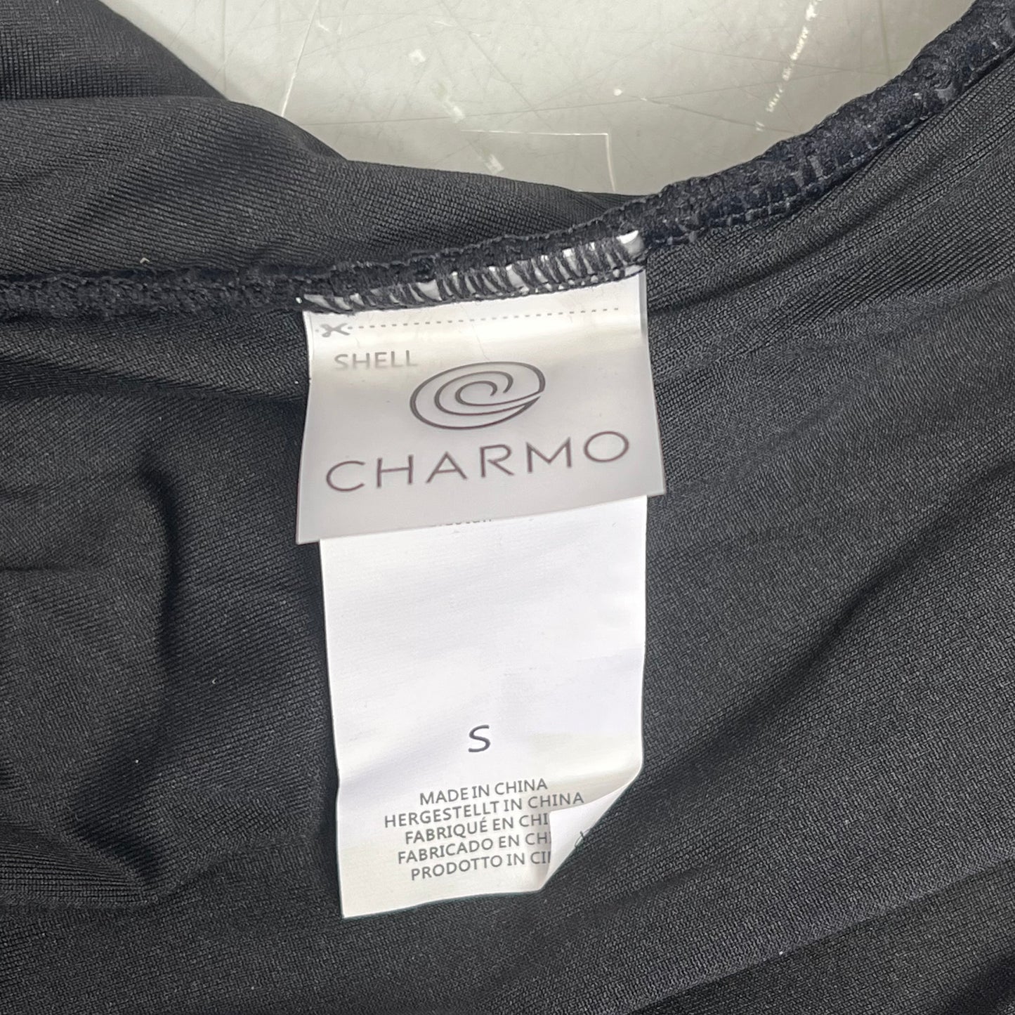 CHARMO Asymmetrical Retro Ribbed Moderate Cut One Piece Swimwear Wmn Sz S Black