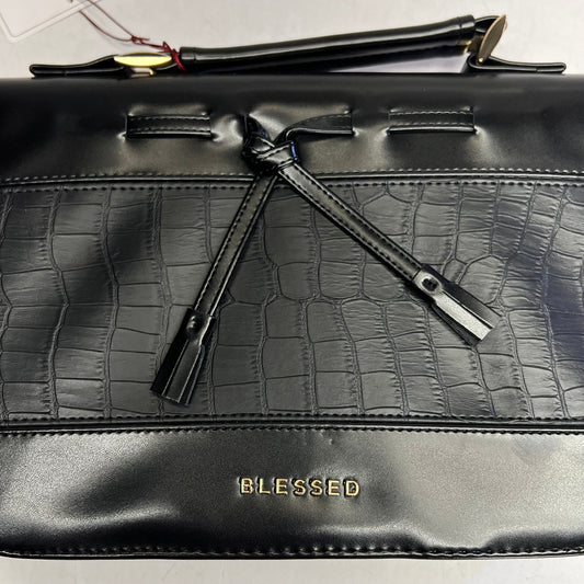 CHRISTIAN ART GIFTS "Blessed" Faux Leather Alligator Skin & Bow 7"x10" Black