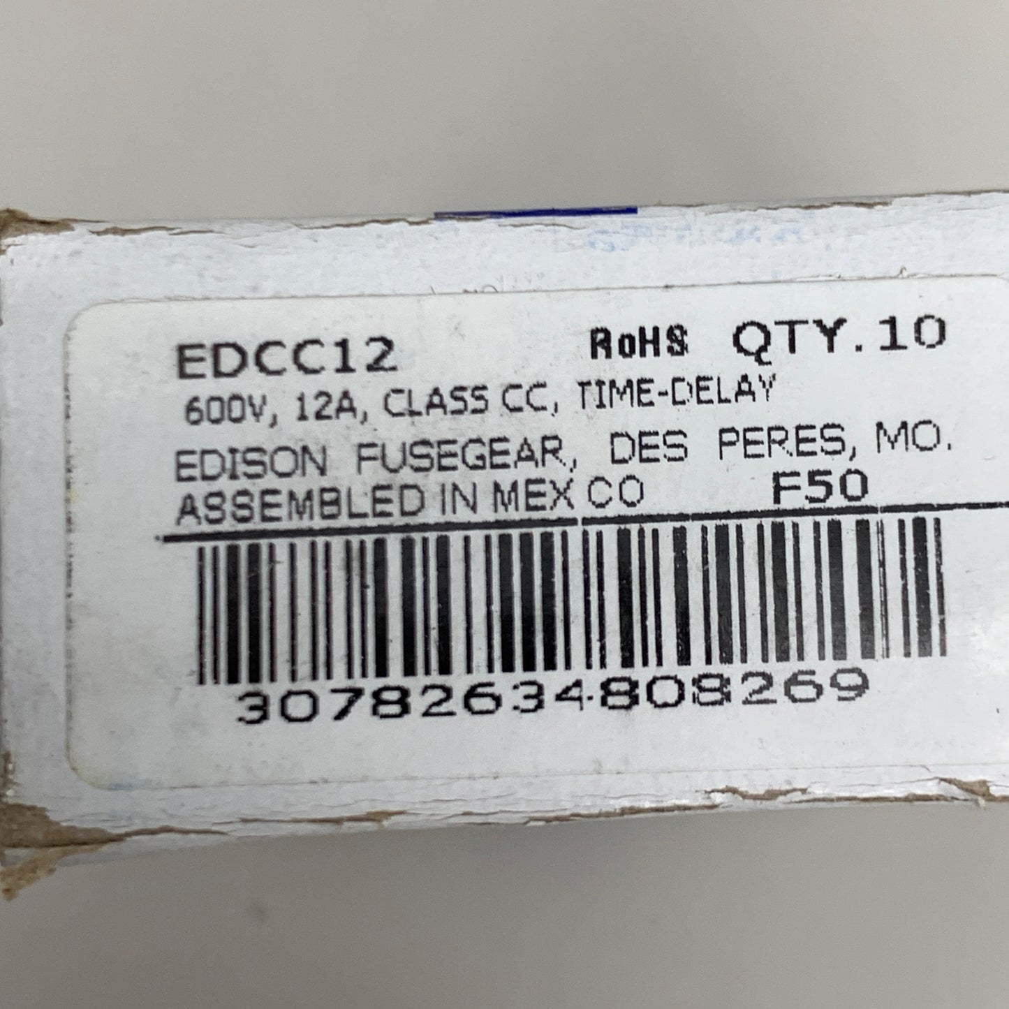 EDISON 10PK! Class CC Time-Delay 600v 12a Fuses EDCC12