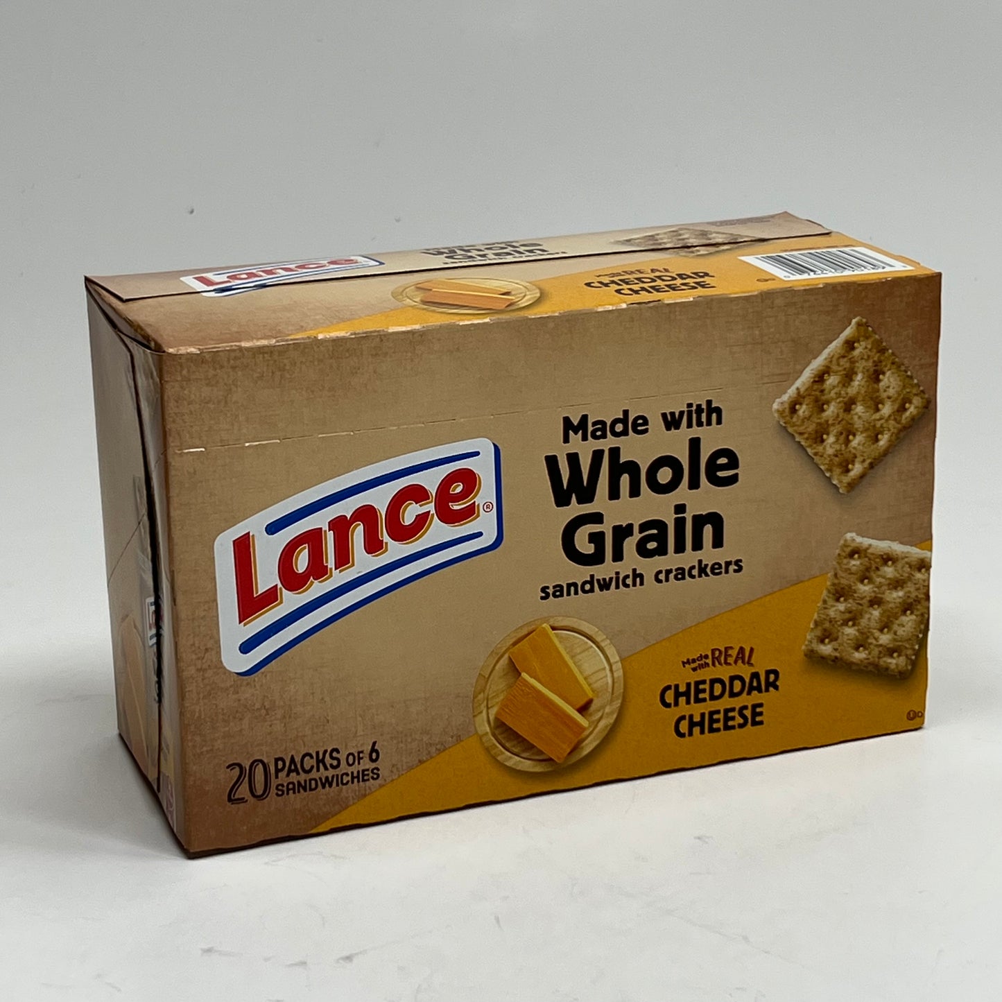 LANCE (2 PACK of 20) Whole Grain Sandwich Crackers, Real Cheddar Cheese BB 06/26