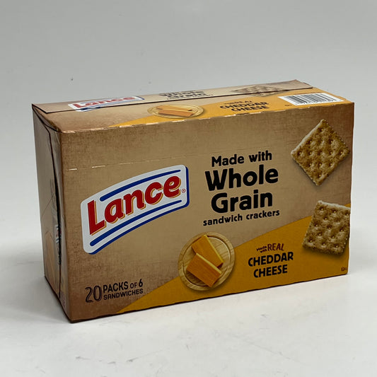 LANCE (2 PACK of 20) Whole Grain Sandwich Crackers, Real Cheddar Cheese BB 06/26