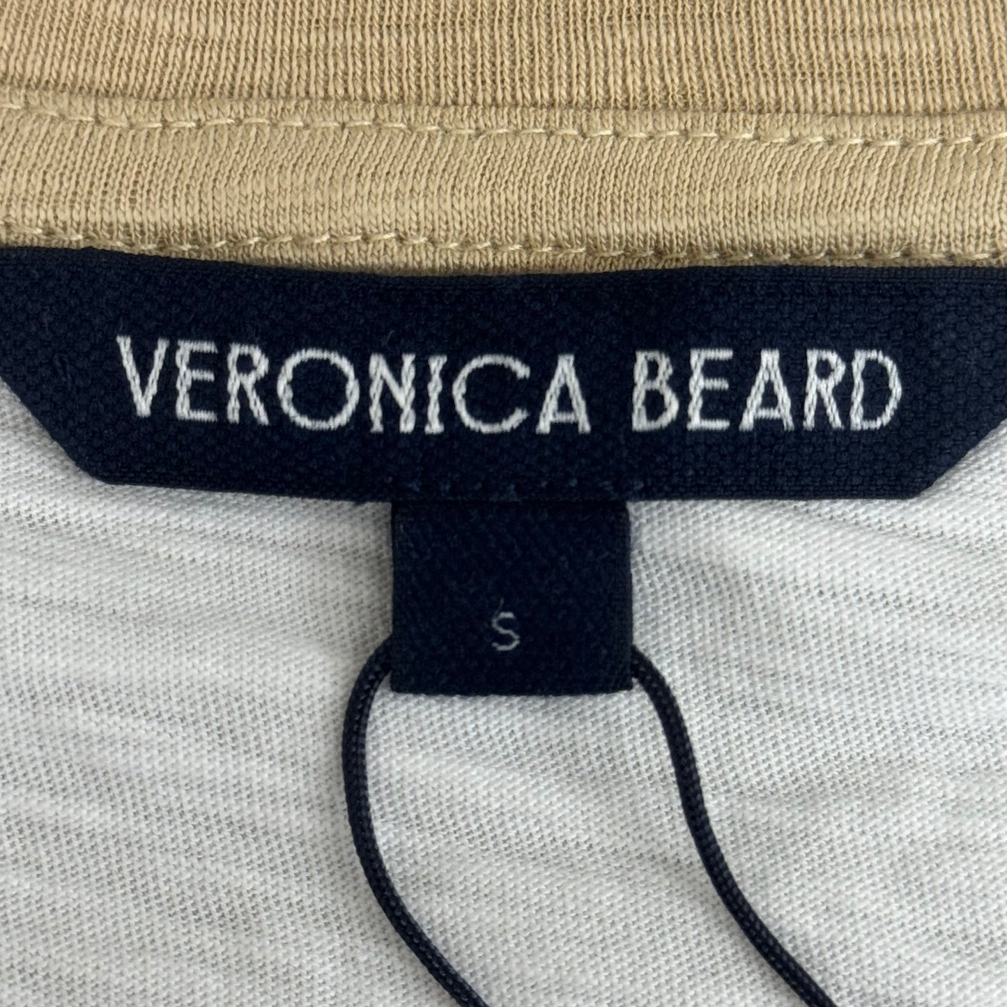 VERONICA BEARD Jeans Women's Mason Baseball Tee Sz-S Stone Khaki/White