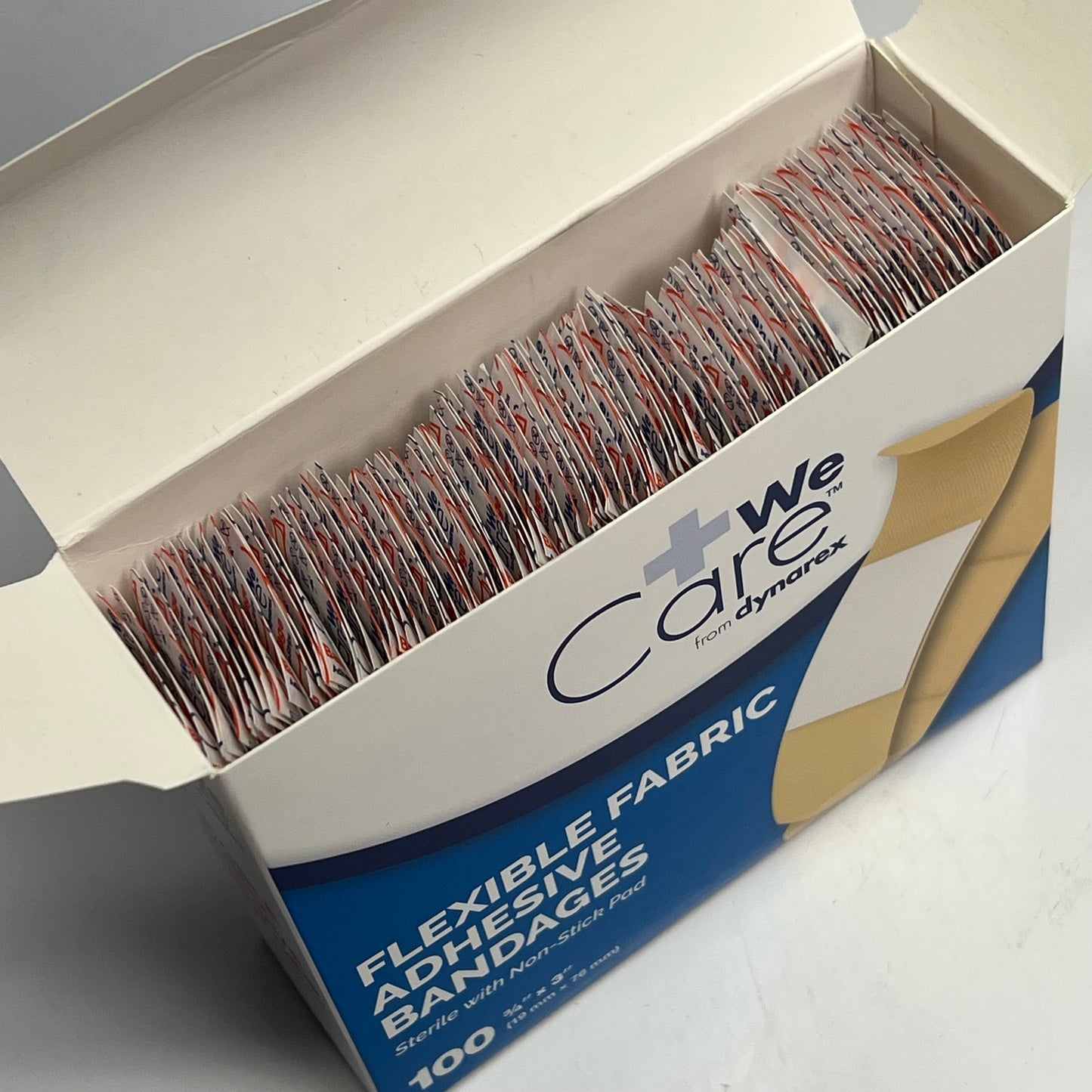 ZA@ DYNAREX (3 PACK, 100 BANDAIDS EACH) Flexible Fabric Adhesive Bandages 3/4" x 3" Tan 3611 C