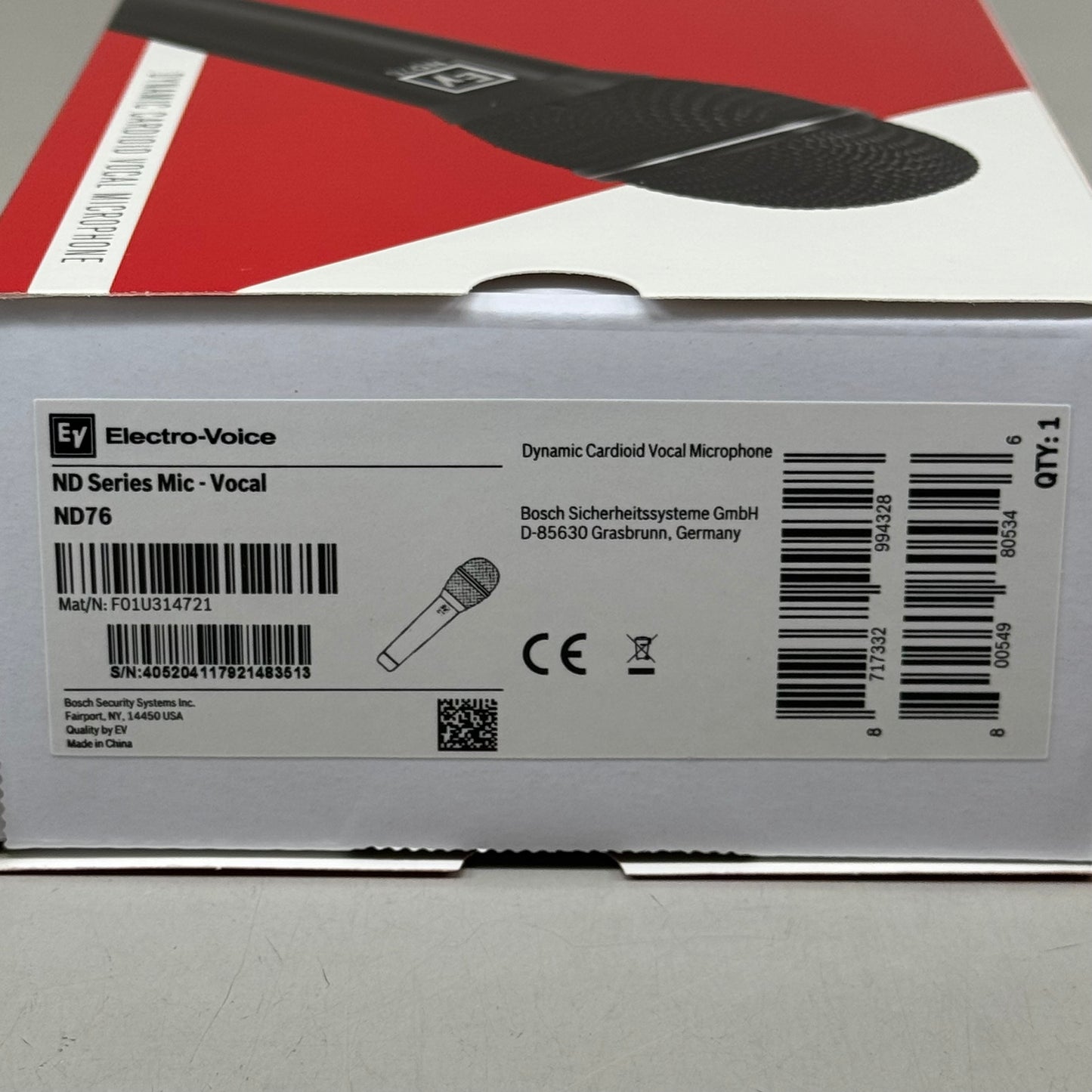 ELECTRO-VOICE Dynamic Supercardioid Vocal Microphone Black ND76