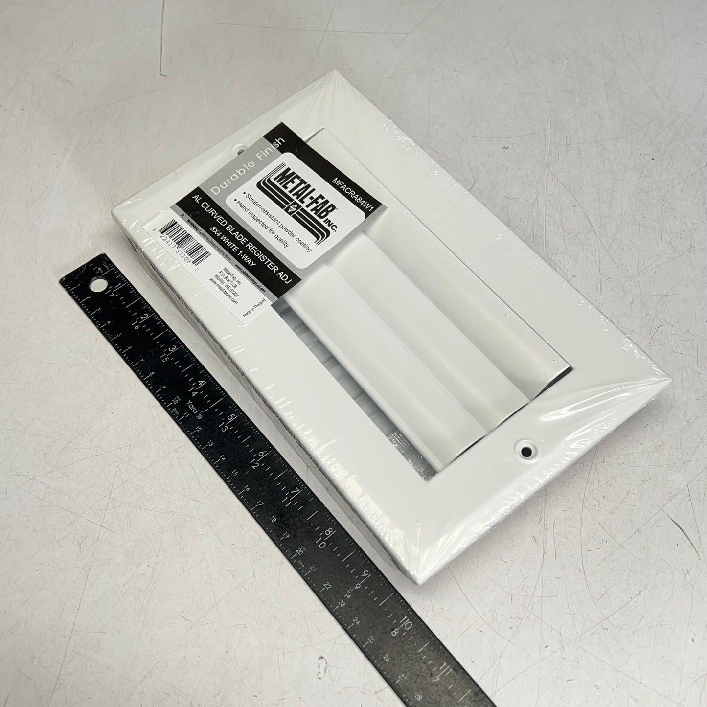 METAL-FAB (2 PACK) 1-way Adjustable Curved Blade Register 8"x4" White MFACRA84W1