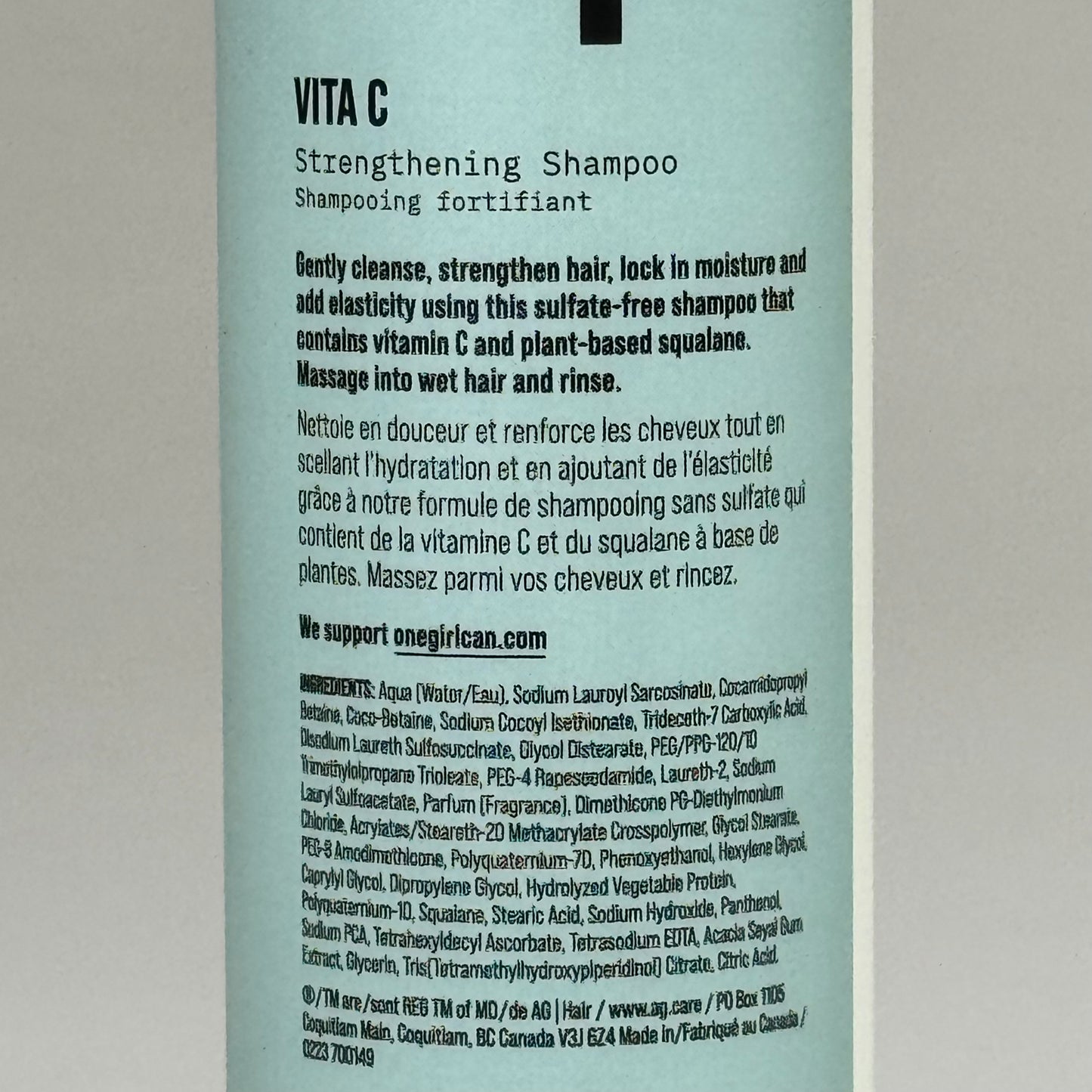 AG CARE Vita C Strengthening Shampoo Plant-Based Squalene Infused 10fl oz 100098