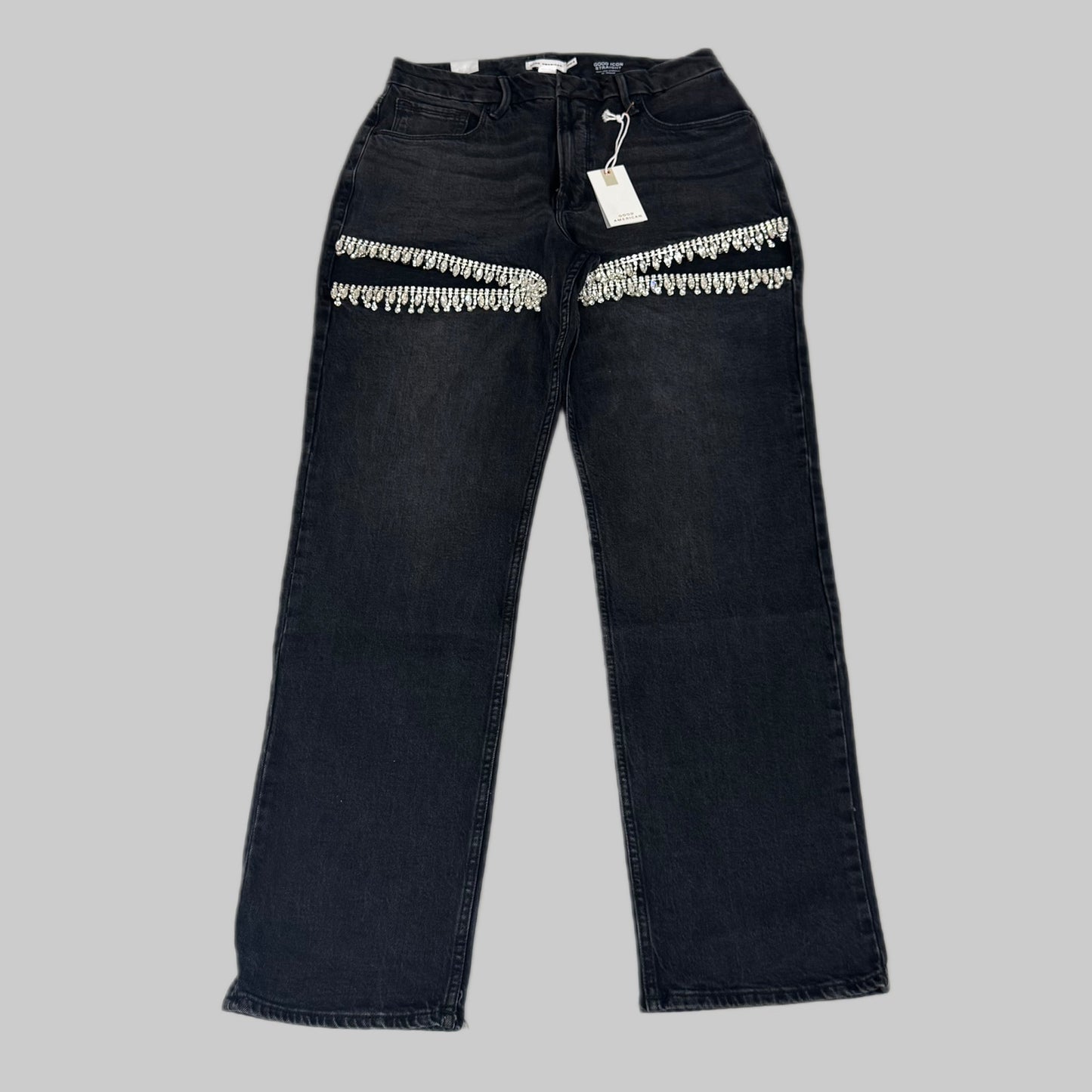 GOOD AMERICAN Good Icon Straight Jeans Women's Sz 12 Black376 GDS150B