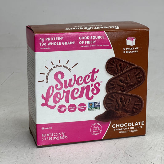 SWEET LOREN'S (2 PACK of 5) Chocolate Breakfast Biscuits 1.6 oz BB 12/26