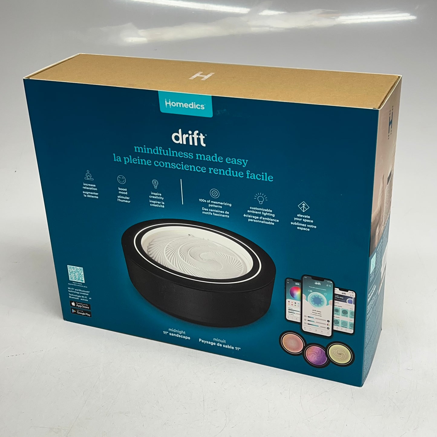 HOMEDICS Drift Midnight Sandscape w/ Smart Led Lighting 11" Black ST-200-BK-AMZ
