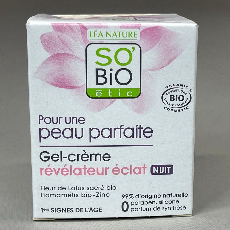 ZA@ SO BIO etic Radiance Revealing Gel-Cream Night Organic Lotus Flower Hamamelis Zinc 1.69 fl oz (New) A