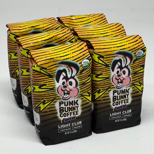 PUNK BUNNY COFFEE (6 PACK) Light Club, Light Roast Ground 12 oz. BB 02/27