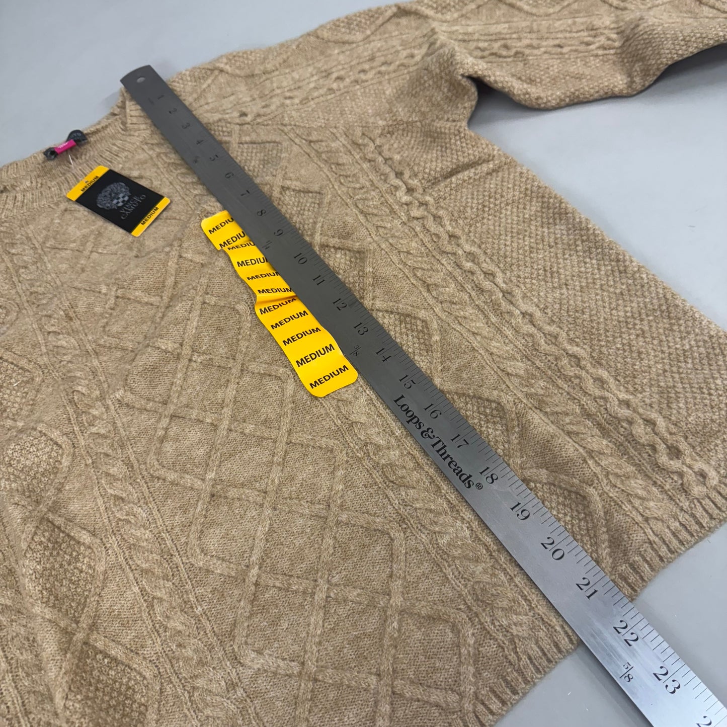 VINCE CAMUTO Cable Knit Sweater Women's Sz-M Latte Heather SC2895