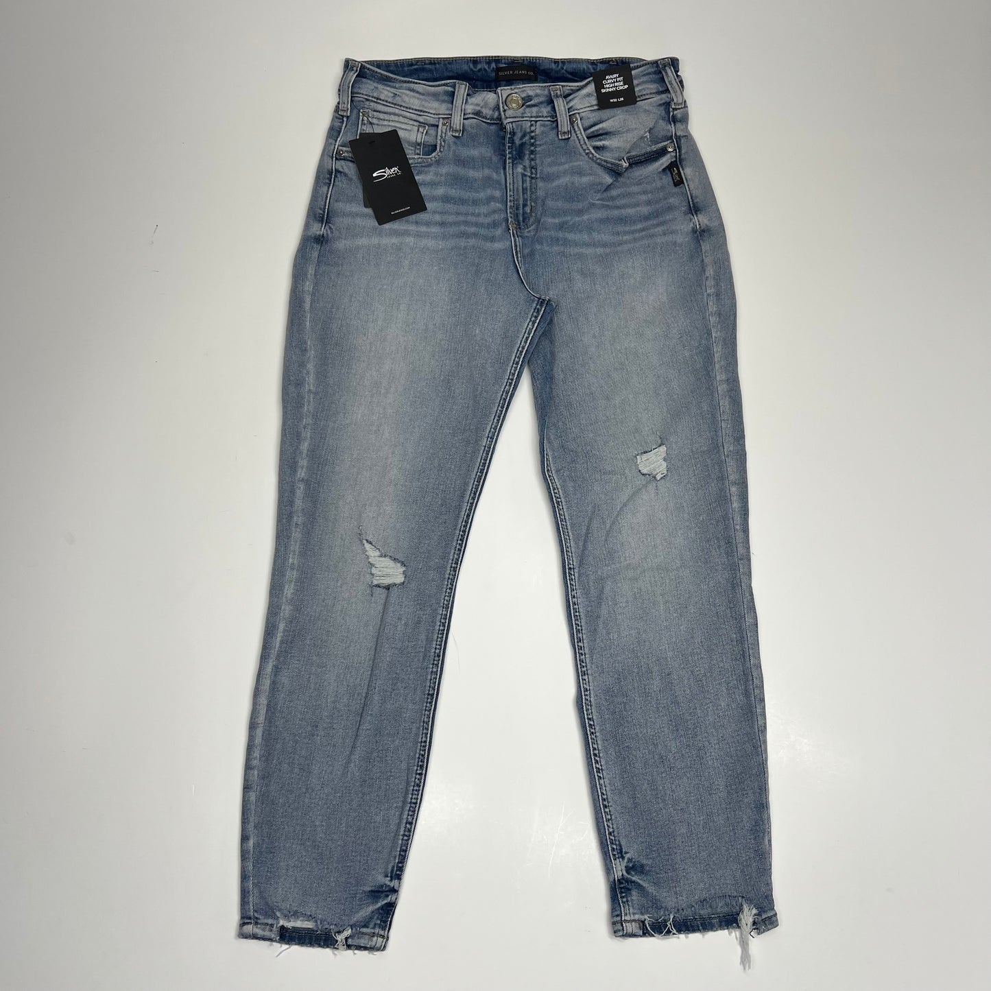 SILVER JEANS CO Avery Curvy Fit High Rise Skinny Crop Women's Sz 32/26 Indigo