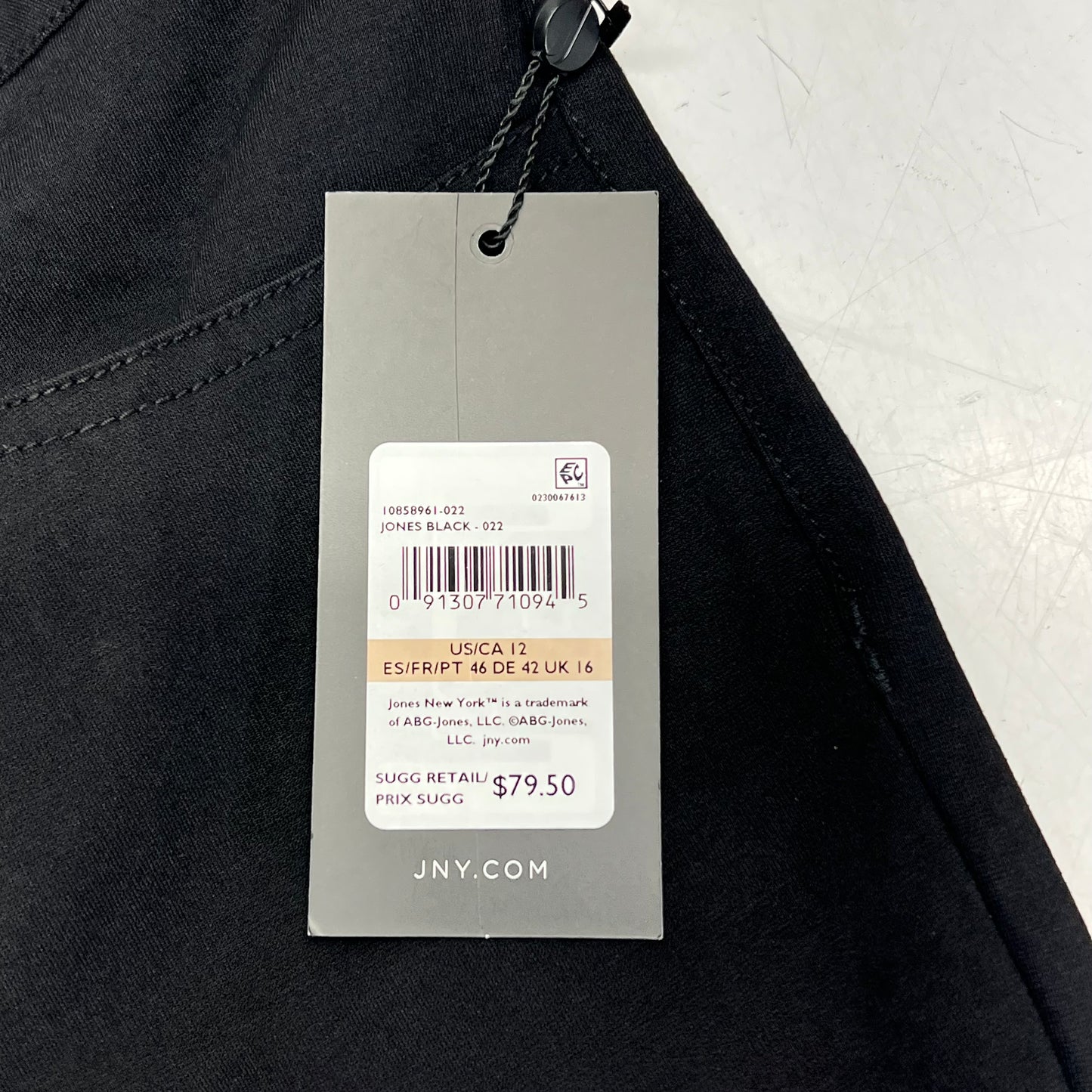 JONES New York Lexington Straight Leg Pants Women's Sz 12 Black  18058961-002