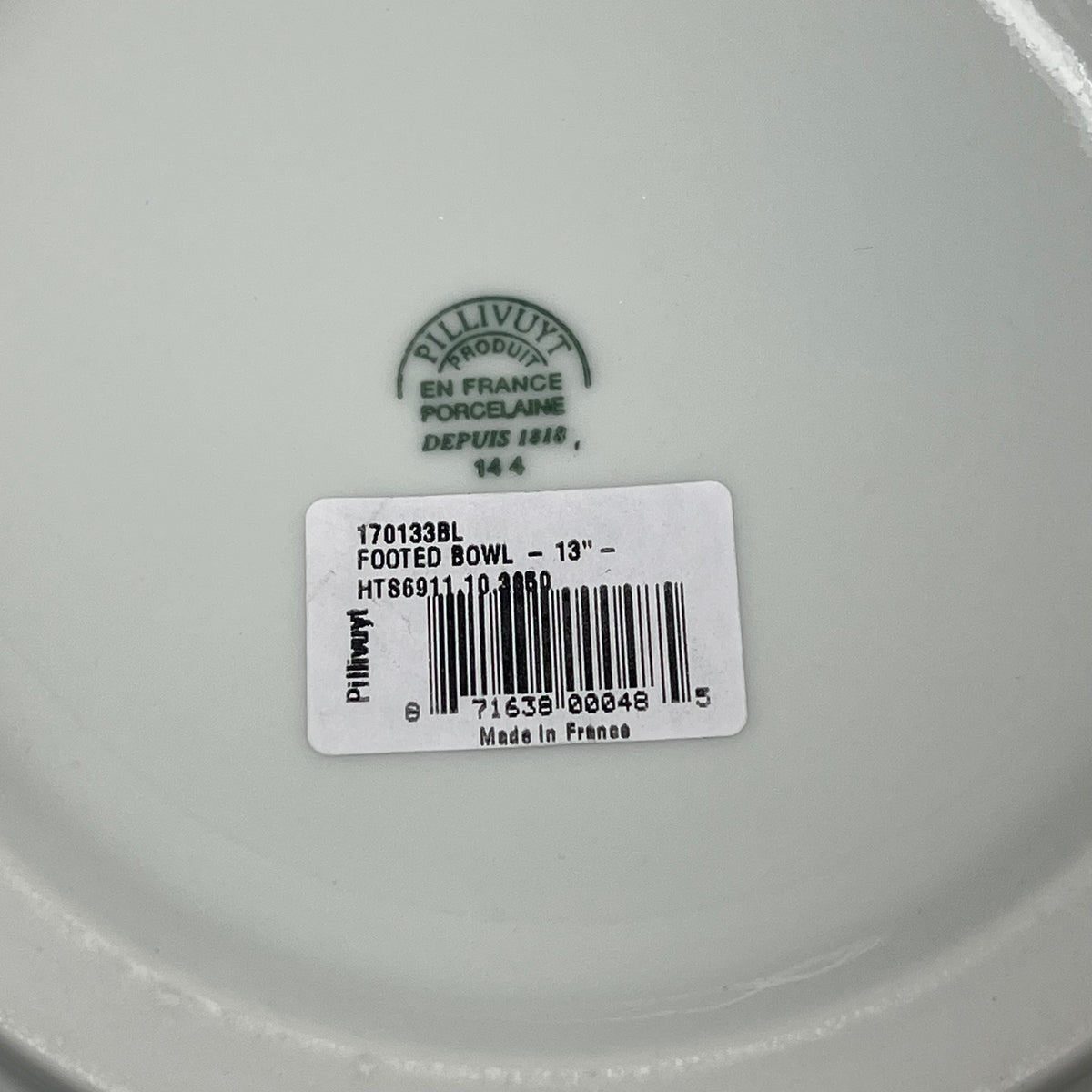 PILLIVUYT Footed Porcelain Tulip Bowl White Made in France 13" White
