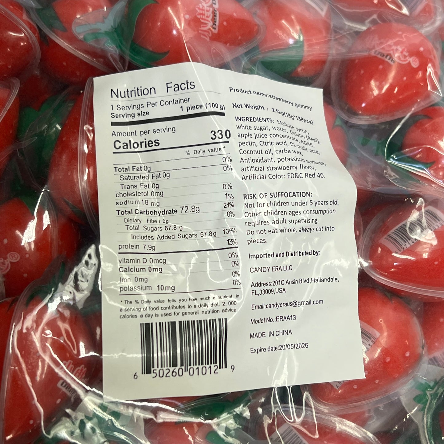 DEER DADA (5 LBS BAG) Individual Strawberry Filled Gummy Candy BB 05/26