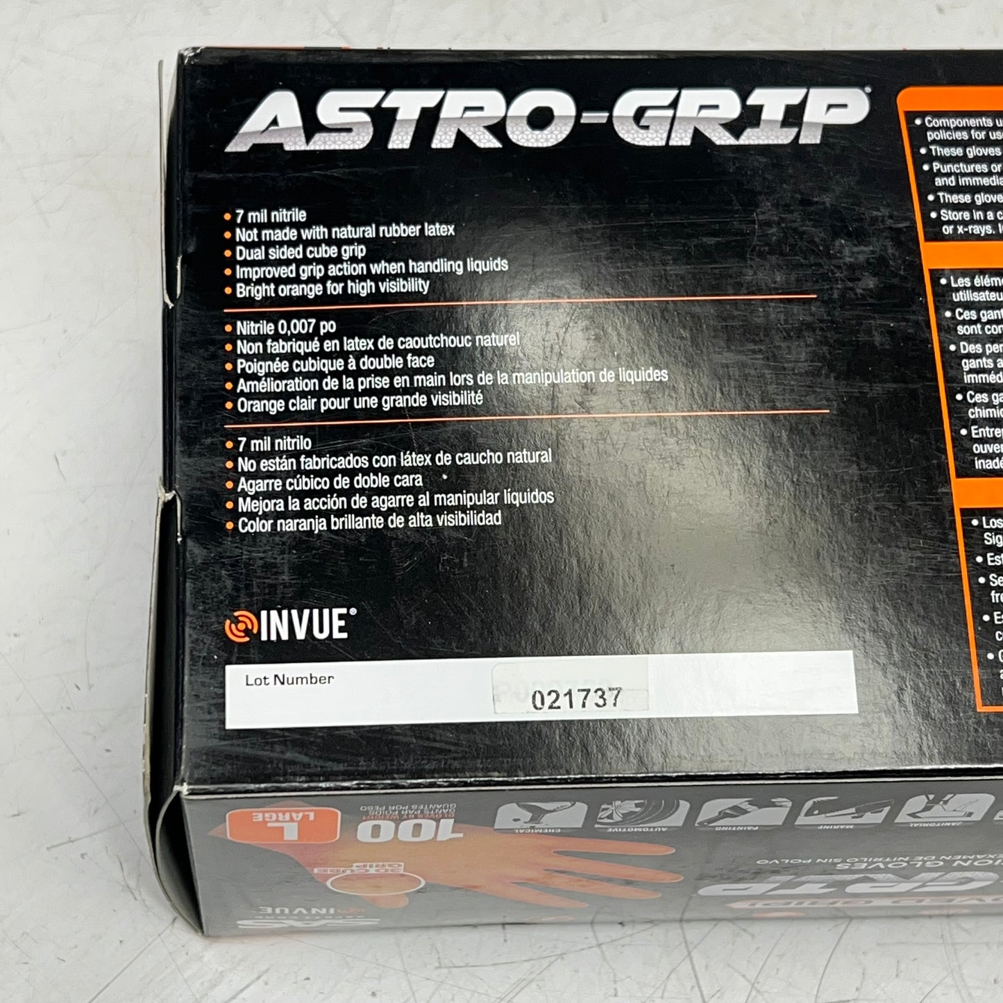 ASTRO GRIP (100 Gloves) Powder Free Nitrile Examination Gloves L Orange 66473