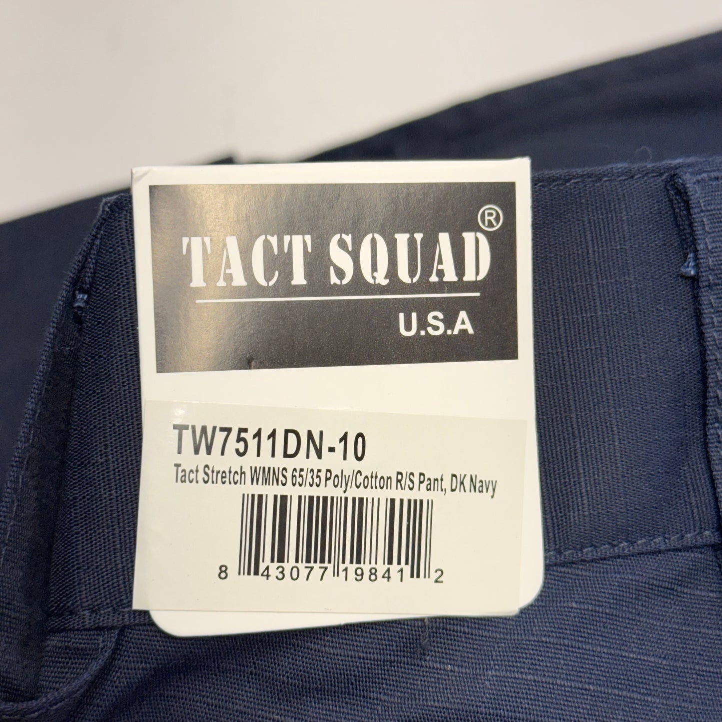 TACT SQUAD Tact Stretch Mini Ripstop Trouser Poly/Cotton Men's Sz 10 Dk Navy T7511
