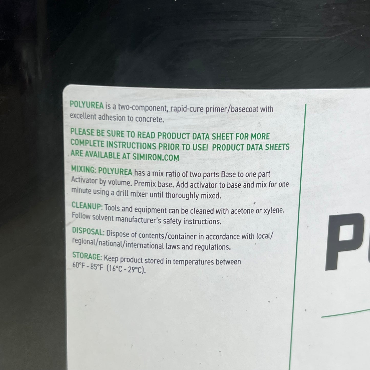 SIMIRON Polyurea Slow Cure Base, Haze Gray 5 GAl. 40009823