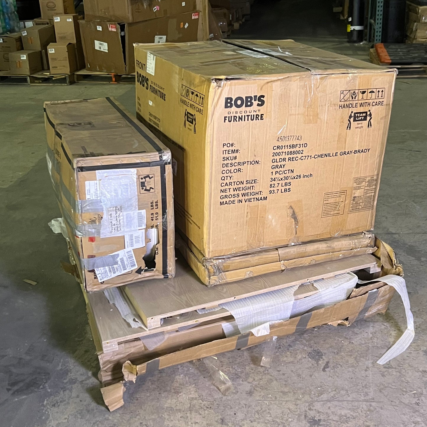 ZA@ Pallet of BOB'S Kitchen Table & Chairs 20071088002, Gray (AS-IS, Some Are Damage)