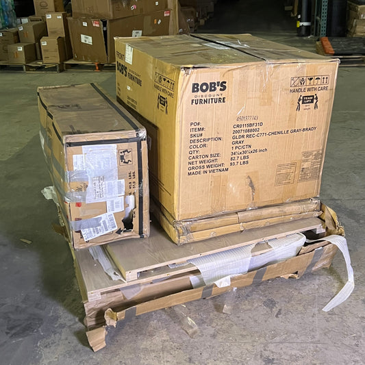 ZA@ Pallet of BOB'S Kitchen Table & Chairs 20071088002, Gray (AS-IS, Some Are Damage)