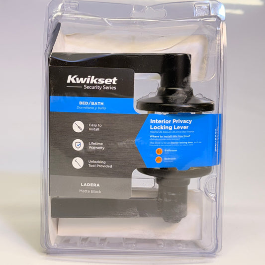 KWIKSET Bed/Bath Interior Privacy Locking Lever Ladera Matte Black 93002-015