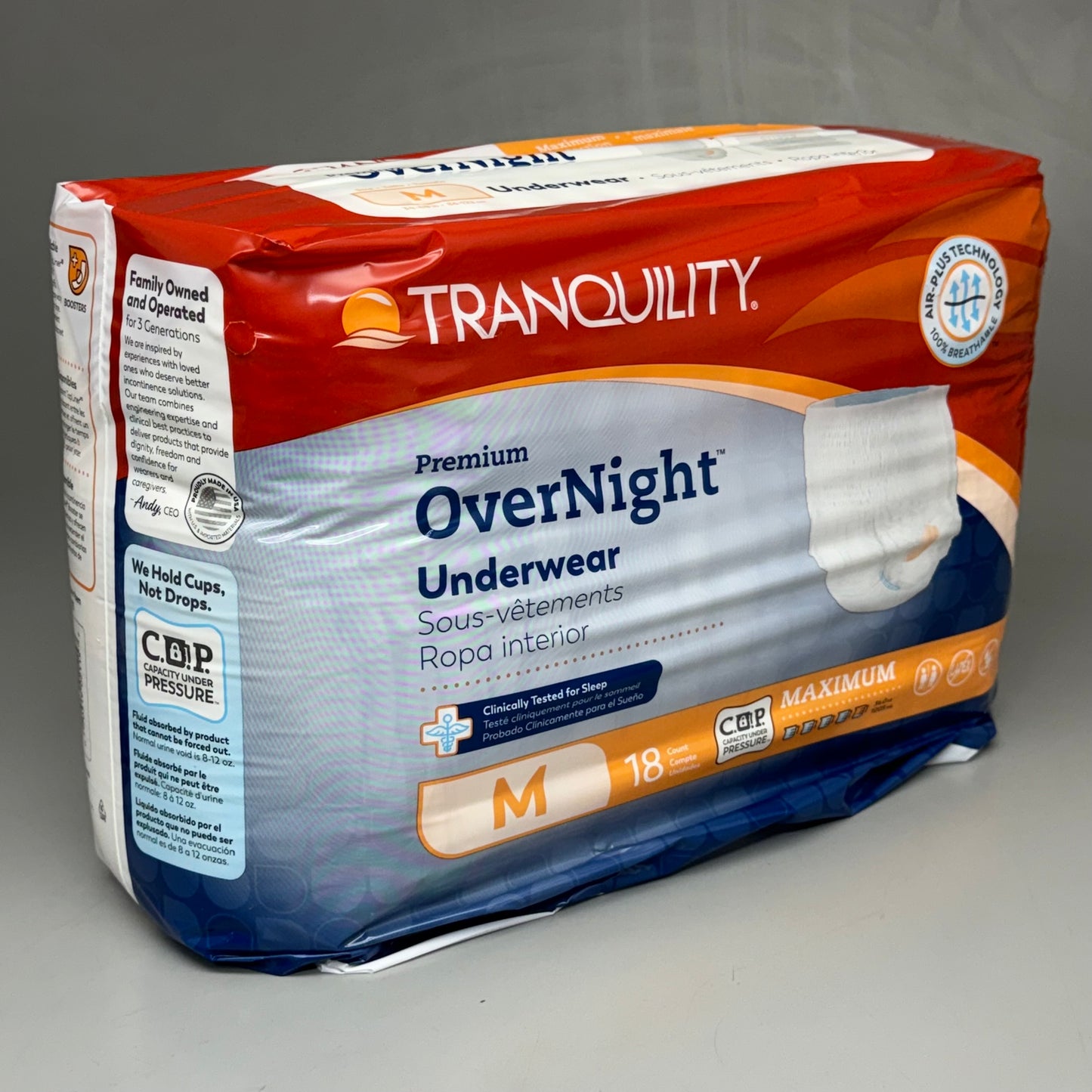 TRANQUILITY (2 PACK 36 Count) Disposable Overnight Underwear Size Medium