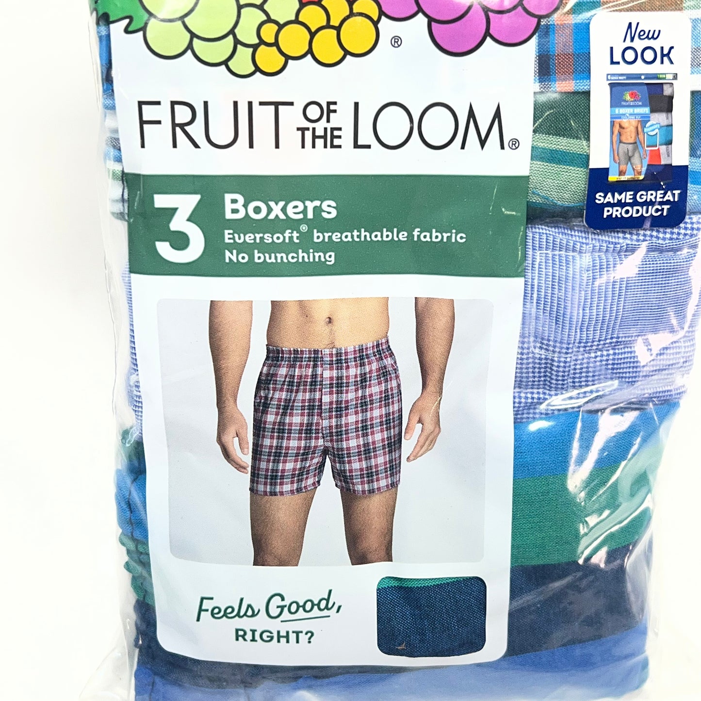 ZA@ FRUIT OF THE LOOM (3 PACK) Eversoft Breathable Fabric No Bunching Boxers Men's Sz L Plaid/Multicolor 590103
