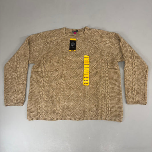 VINCE CAMUTO Cable Knit Sweater Women's Sz-M Latte Heather SC2895