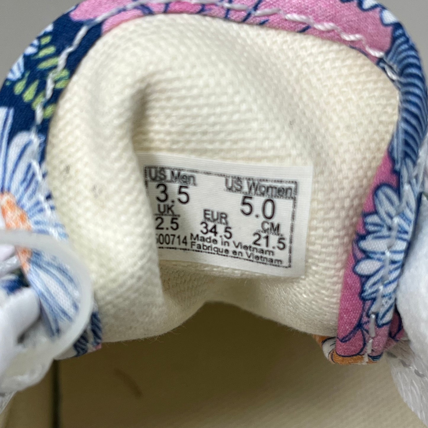 VANS Era Canvas Sneakers Women's Sz 5.0 Men's Sz 3.5 Blue & Pink Retro Floral