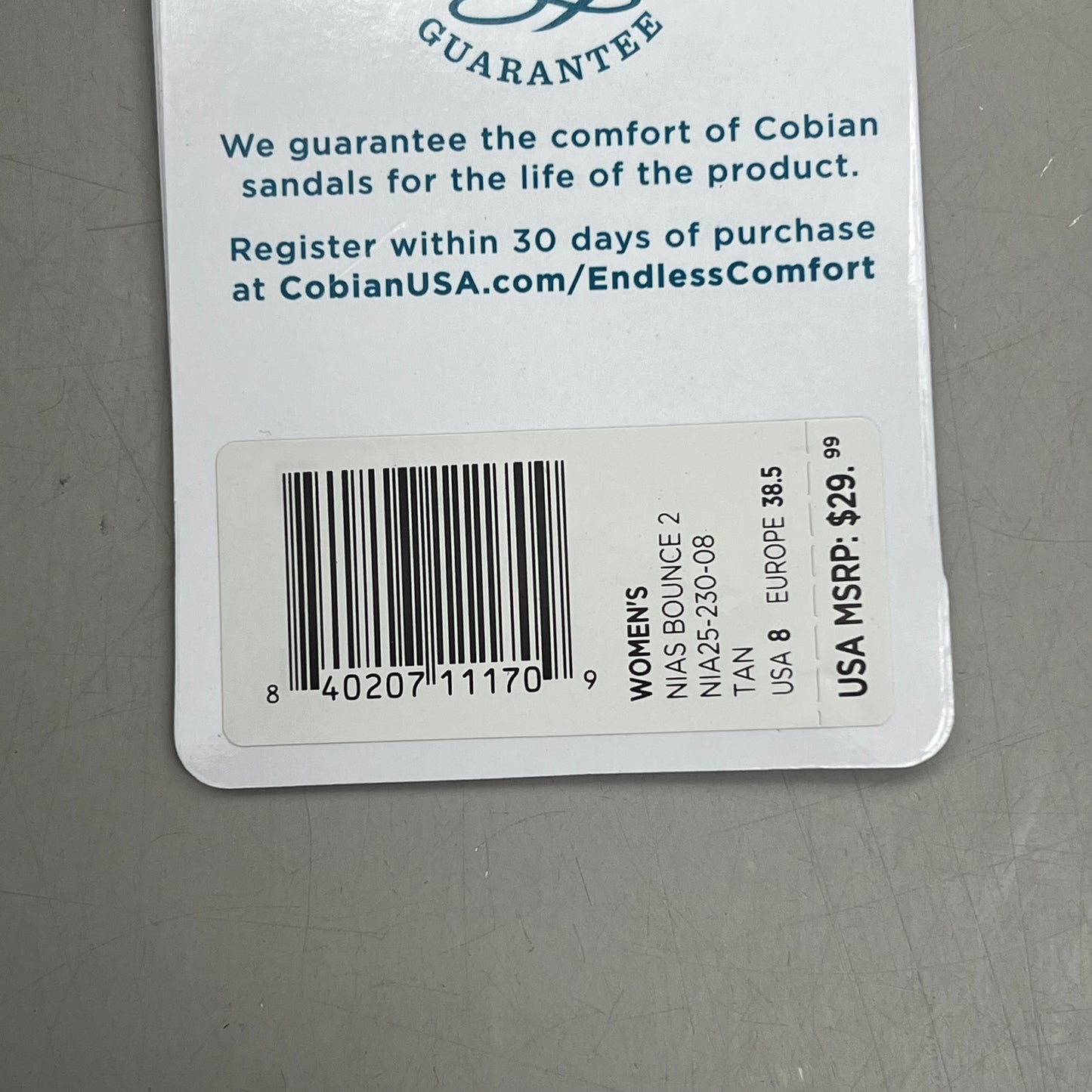 COBIAN Nia's Bounce 2 Synthetic Leather Sandals Women's Sz 8, EU 38.5 Tan NIA25-230-8