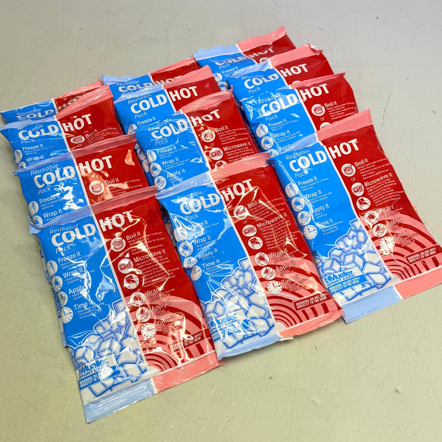 MUELLER SPORT CARE (12 PACK) Reusable Cold Hot Pack 6" X 9" - New