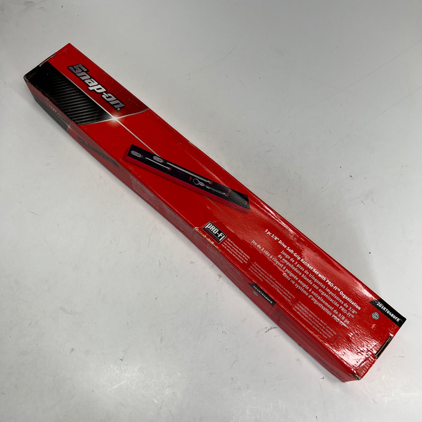 SNAP ON Soft Grip Ratchet Set W/ Pro-fit 3 Piece 3/8" Drive Chrome 203RT0480FR