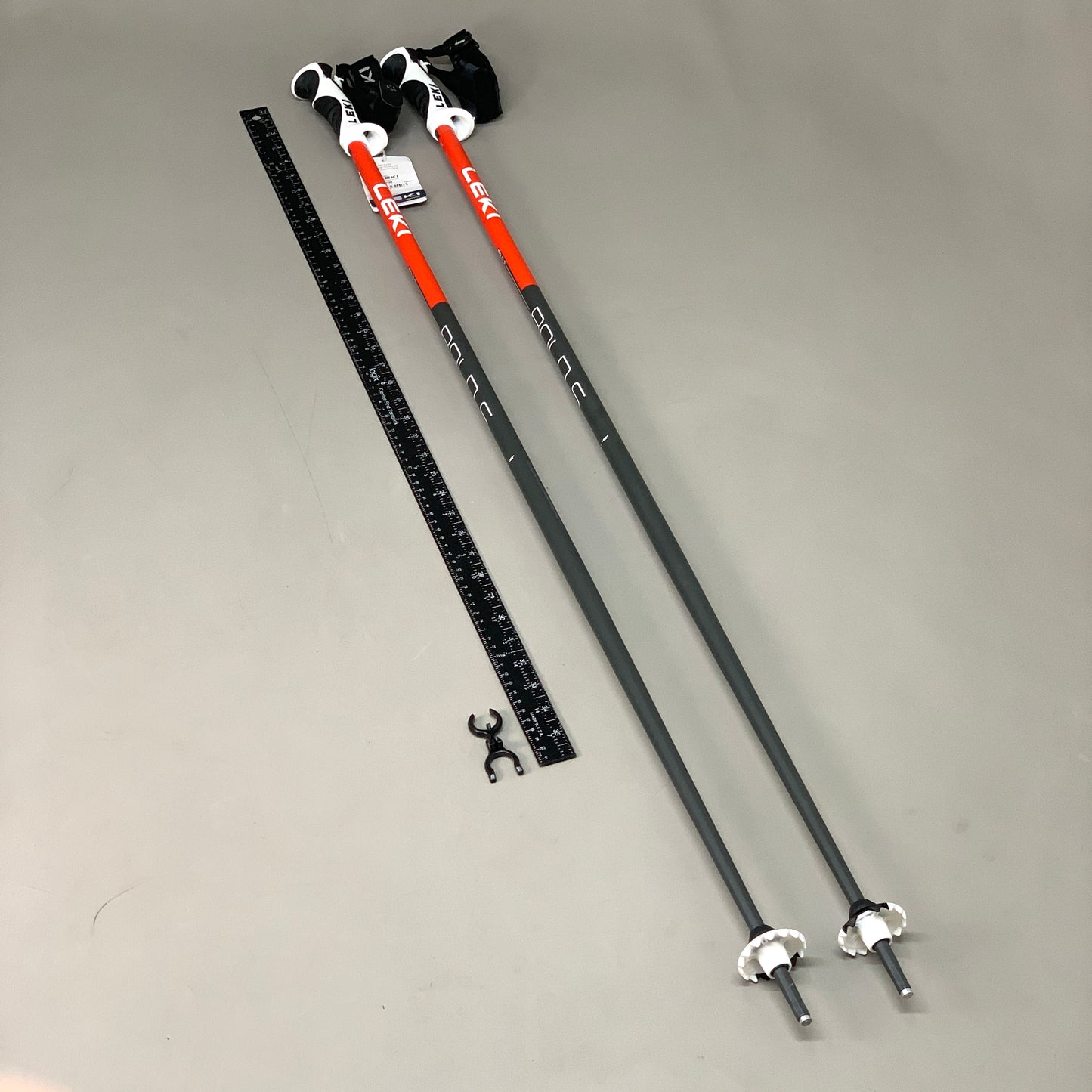 LEKI Ski Poles Bold S 18 mm Aluminum Pole 120cm / 48" Black & Red 65366431120