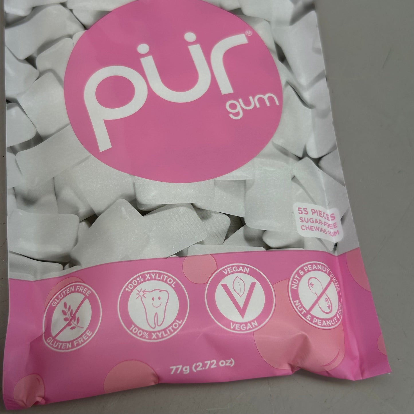 ZA@ PUR (12 PACK, 55 Pieces Each) Sugar Free BubbleGum Flavored Chewing Gum B