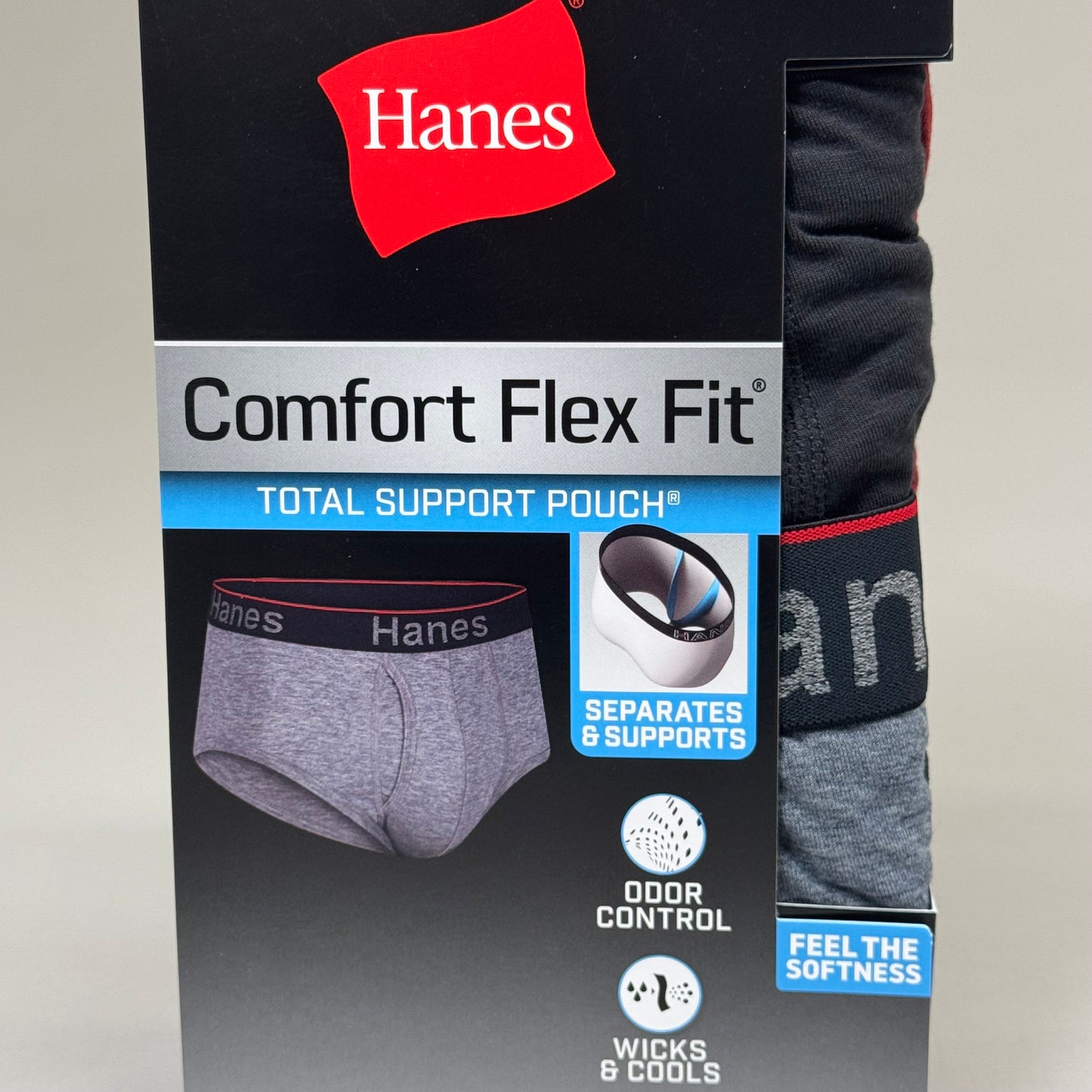 HANES (3 PACK!) Men's Comfort Flex Fit Boxer Briefs Sz XL 40-42" Black/Grey/Red CFFSB3