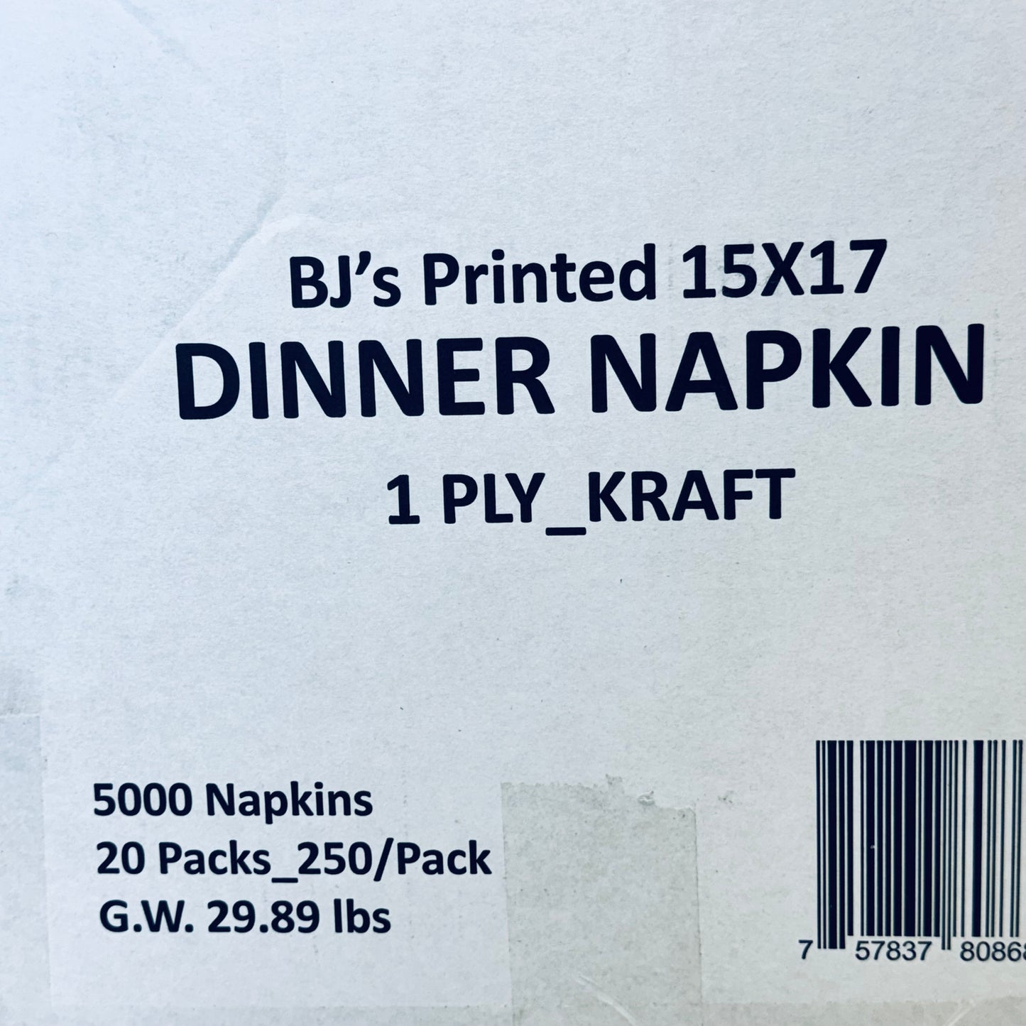 ZA@ BJ’s (20 Packs of 250) Branded Dinner Napkins J1040232 Sz 15x17, Brown Color (New Other)