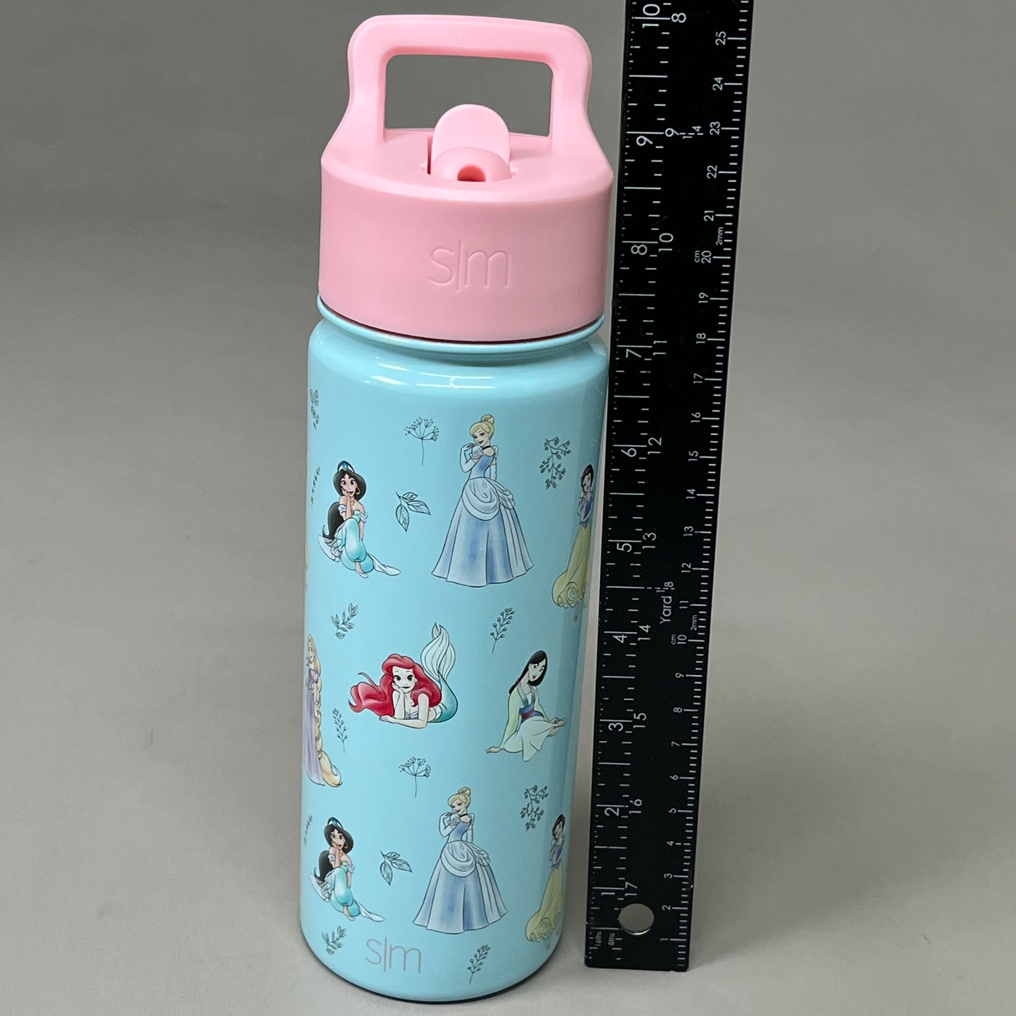 SIMPLE MODERN Stainless Steel Water Bottle w/ Straw Blue Disney Princess 18oz