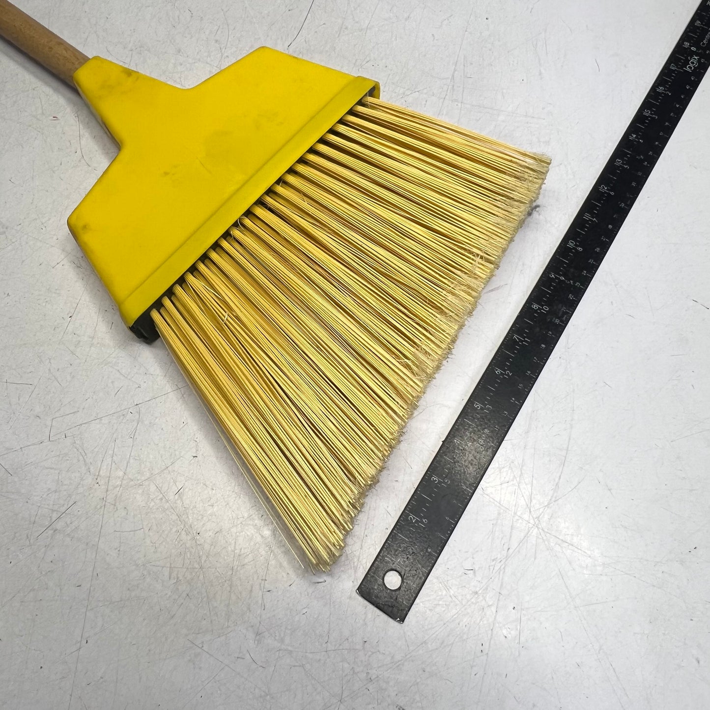 ZA@ WAXIE  (LOT OF 3) Sanitary Wood Handle Plastic Angled Upright Broom  41" Handle Yellow 2051291 (As-is)